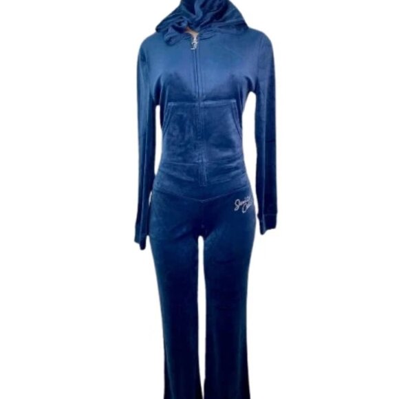 JUICY COUTURE Tracksuit Crown Jacket And Pants Set Regal Blue - Picture 2 of 4